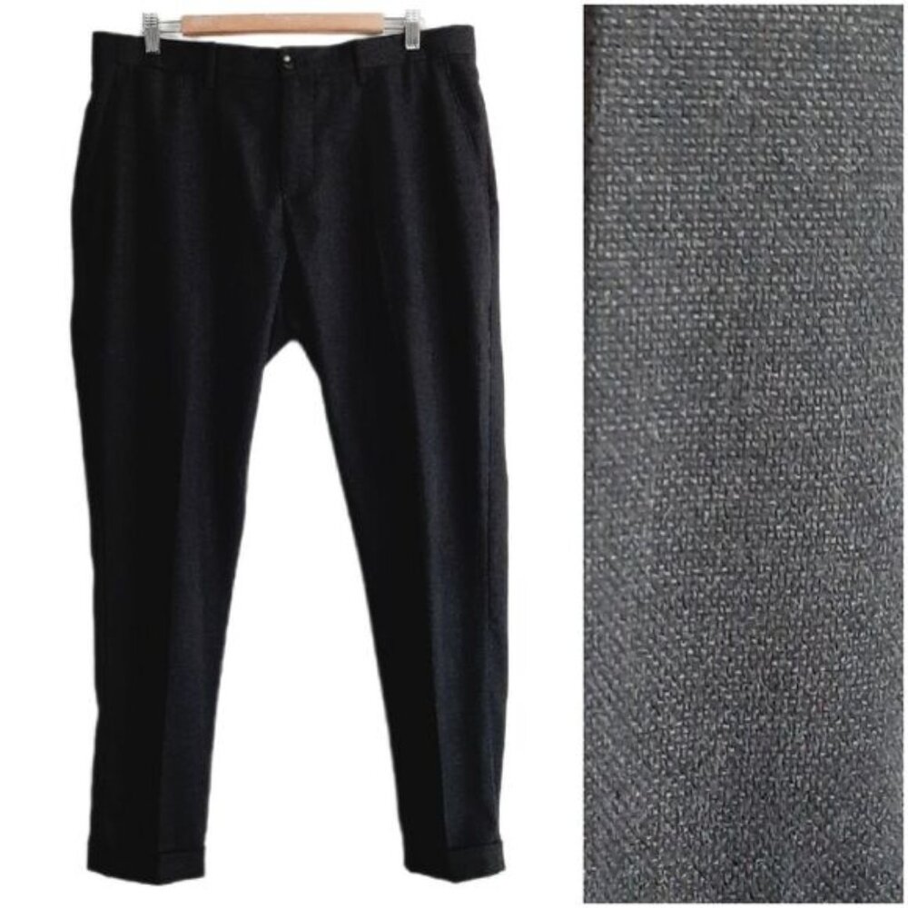 ZARA Slim Fit Cuffed Modern Dress Pants Trousers Gray Men's Sz 34